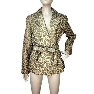 Vintage Y2K Joseph Israel Cheetah Print Suede Leather Belted Jacket Medium NEW